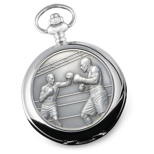 MORFONG Orologio Da Tasca Uomo Con Motivo Moto 3D, Quarzo, Cassa Argento 4,7 Cm, Catena E Collana Incluse, Regalo Per Compleanno E Natale