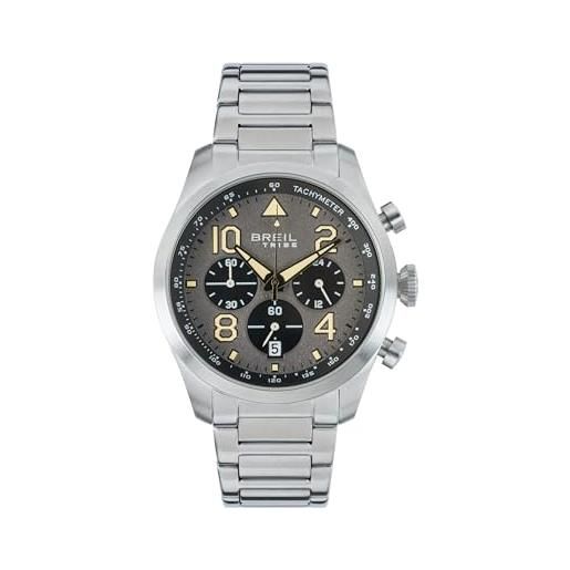 Breil Ground Edge Orologio Cronografo Uomo Acciaio - Quadrante Bianco Dettagli Rossi, Cod. TW1430
