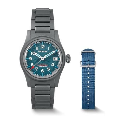 BUREI Orologio da uomo, 24 ore, cronografo militare