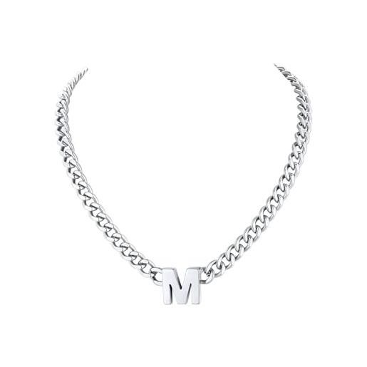 Collana Con Iniziale M In Argento Sterling 925 - Ciondolo Lettera M, Catena 45 Cm, Gioiello Minimalista Regalo Per Donna - 4