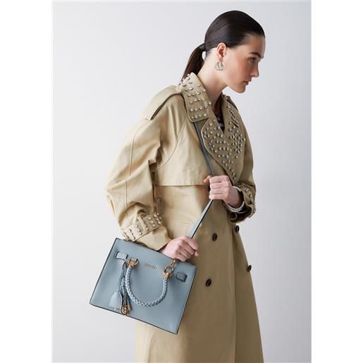 LIUJO liu jo borsa satchel piccola con charms, azzurro