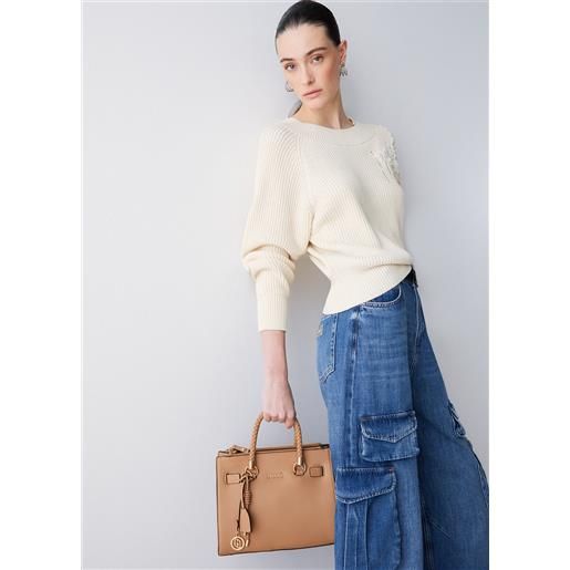 LIUJO liu jo borsa satchel piccola con charms, cammello