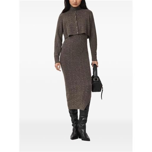 AllSaints set cardigan e abito sabine a collo alto - marrone