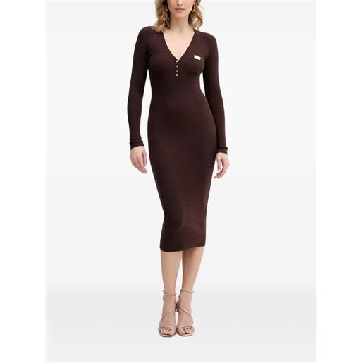 Elisabetta Franchi abito midi con scollo a v - marrone