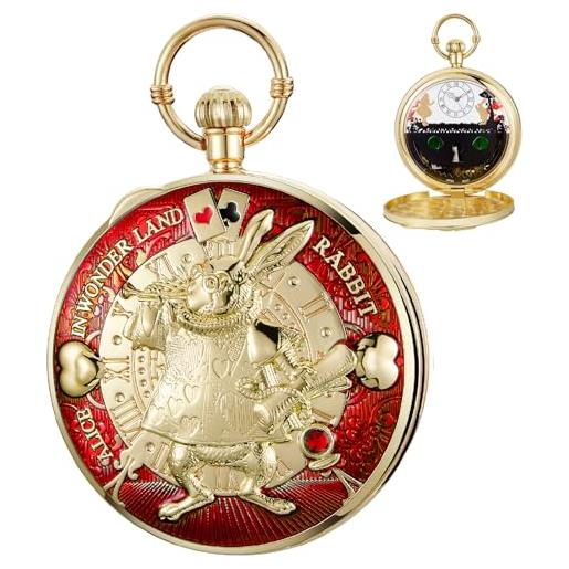 Orologio Da Tasca Scheletrato Con Doppio Coperchio - Meccanico A Carica Manuale Con Catena E Custodia - 2