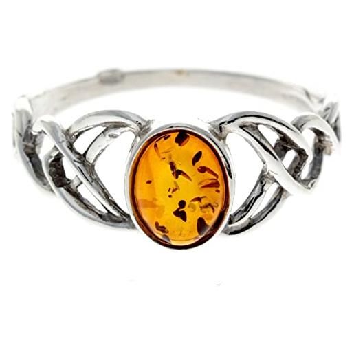 HolidayGiftShops Anello Sunniva In Ambra Baltica E Argento 925 – Fatto A Mano, Certificato