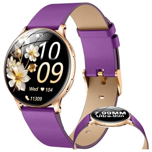 SGDDFIT Smartwatch Donna AMOLED 1,27'' Chiamate Bluetooth – Fitness Tracker Con Temperatura, Cardio, SpO2 – Argento