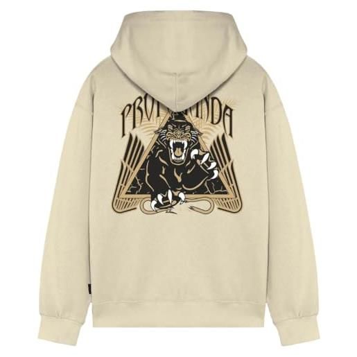 PROPAGANDA felpa con cappuccio triangle panther hoodie bone fw2024 originale (it, testo, xl, regular, regular, bone)