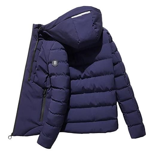 YAOTT giacca caldo invernale giubbotto con cappuccio oversize parka trapuntato idrorepellente casual sciolto confortevole cappotto da lavoro outdoor uomo, blu, xxl