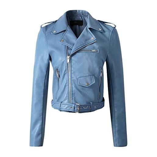 Minetom Giubbotto Bomber In Ecopelle Per Donna - Giacca Moto Con Cerniera, Maniche Lunghe E Tasche - Autunno Primavera