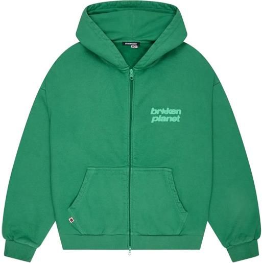 BROKEN PLANET felpa con cappuccio e zip - verde