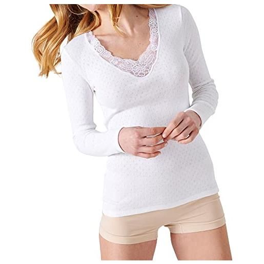 Damart t-shirt a maniche lunghe in thermolactyl traforato grigio m