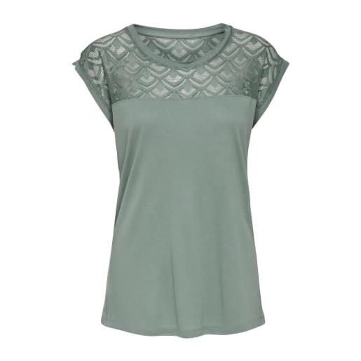 Only onlnicole s/s mix top noos, maglietta donna, verde, l