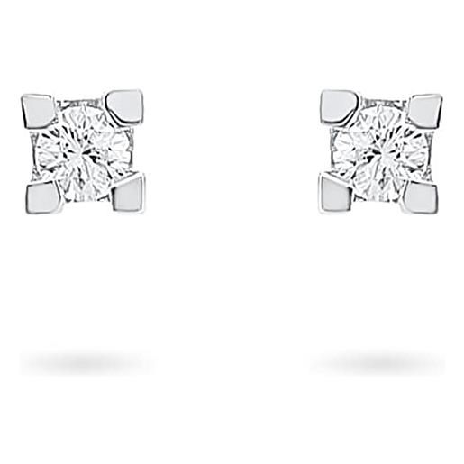 JEWELAB.it orecchini donna a lobo punti luce con diamanti naturali 0,06 ct complessivi in oro bianco 18 kt