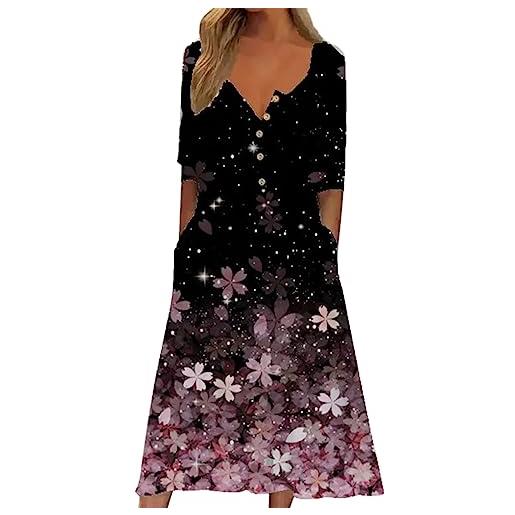 Cocila vestiti donna estivi curvy elegante vestito lungo fiori estivo donna vestiti lunghi vestiti anni 50 donna lunghi sottoveste bianca senza spalline offerte natale lampo (black, m)