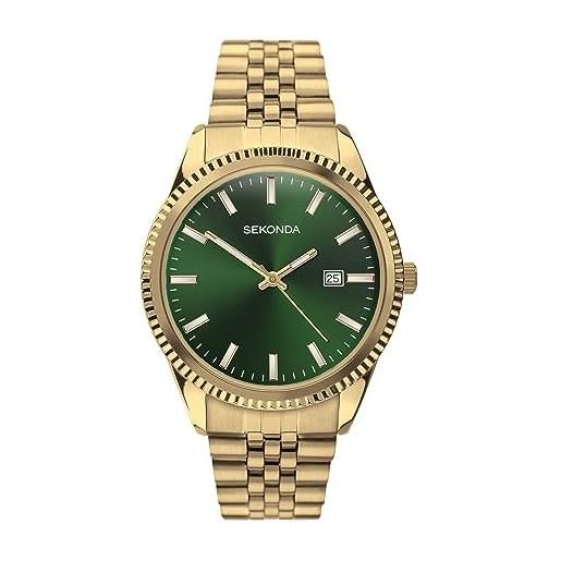 Sekonda Orologio Uomo 1931 – Analogico Al Quarzo Con Quadrante Verde E Bracciale In Acciaio Inossidabile – Impermeabile 50m E Funzione Data