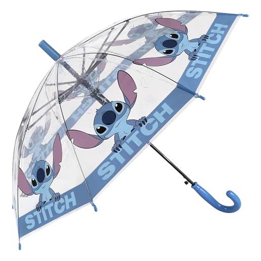 sarcia.eu disney stitch ombrello automatico trasparente per bambini, ombrello pieghevole per bambini (e)