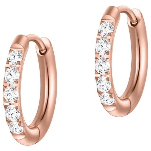 Liebeskind Berlin Orecchini Rettangolari In Acciaio Inox Con Zirconi – 2,2 Cm – Design Geometrico – Chiusura A Cerniera – Regalo Donna - 2