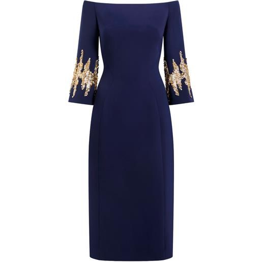Jenny Packham abito midi aster con paillettes - blu