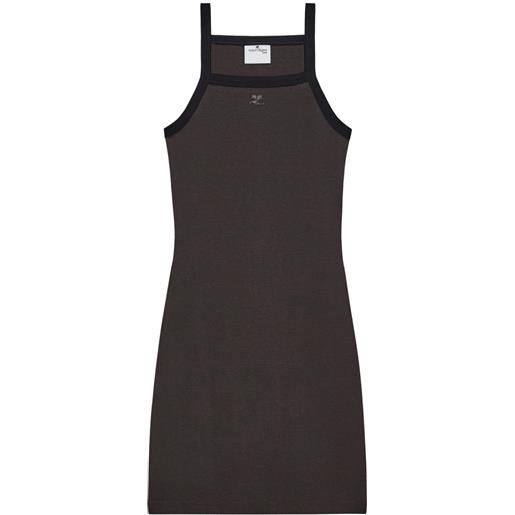 Courrèges abito corto con rifinitura a contrasto - marrone