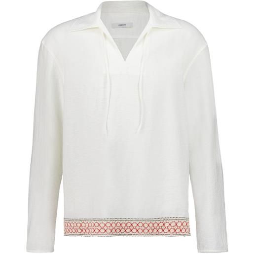 COMMAS camicia con bordo all'uncinetto - bianco