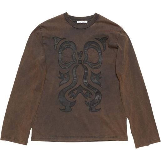 Acne Studios t-shirt a maniche lunghe con applicazione - marrone