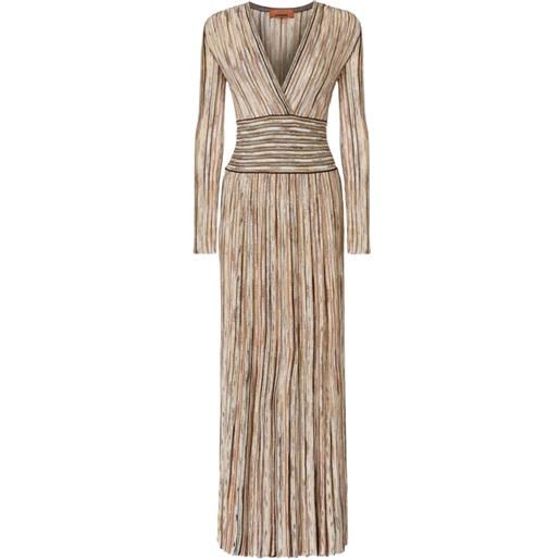 Missoni abito midi a righe con scollo a v - toni neutri