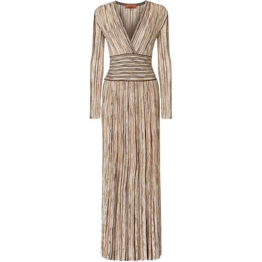 Missoni abito midi a righe con scollo a v - toni neutri