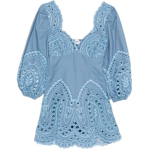 Charo Ruiz Ibiza abito corto esmare con maniche a palloncino - blu