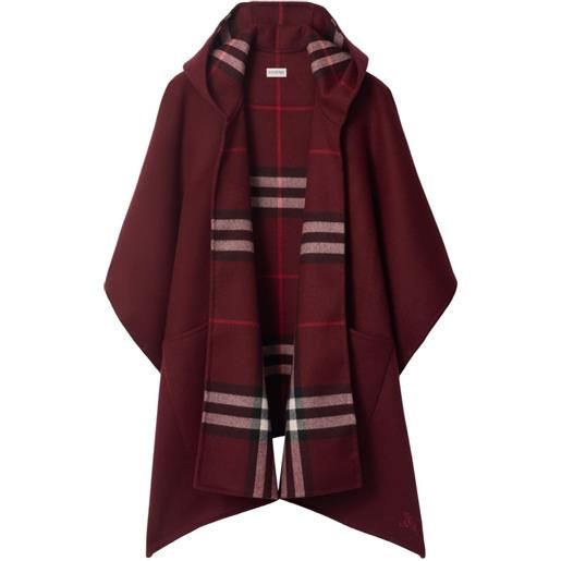 Burberry mantella in cashmere con cappuccio - rosso