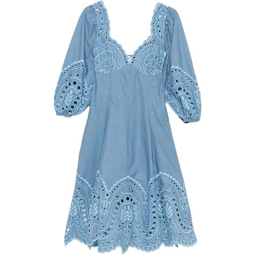 Charo Ruiz Ibiza abito midi corbin con maniche a palloncino - blu