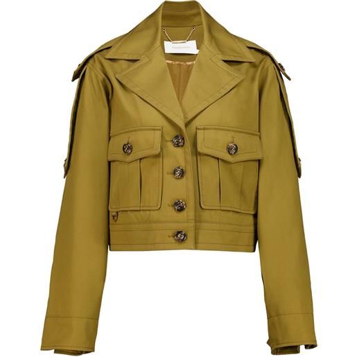 ZIMMERMANN giacca crop luna drill - verde