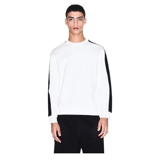 Armani Exchange uomo essential, striped, long sleeve, round collar felpa, off white, xl, bianco sporco, xl