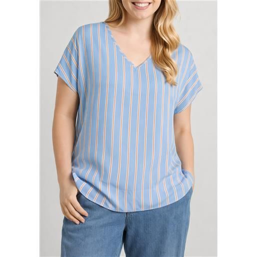 Luisa viola casacca donna curvy cotone rigato scollo v art. 2003f0-6083