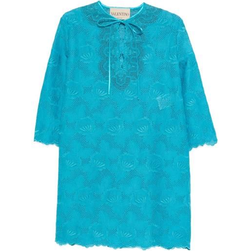 Valentino Garavani abito corto in pizzo sangallo - blu