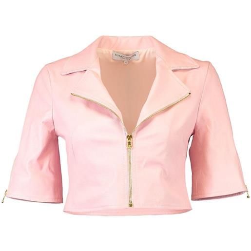 Susan Bender giacca crop in pelle - rosa
