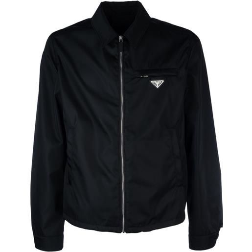 Prada logo-appliqué shirt jacket - nero