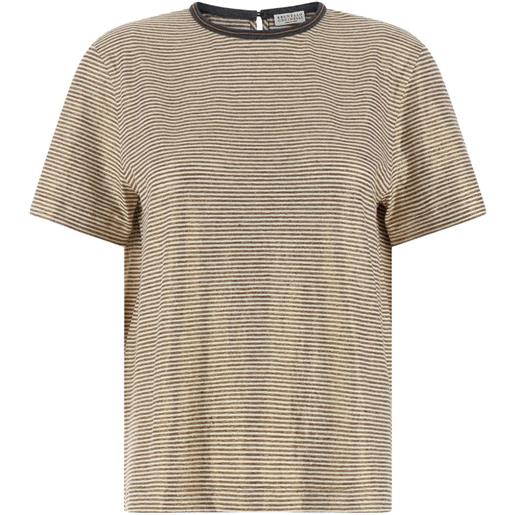 Brunello Cucinelli t-shirt a righe - toni neutri