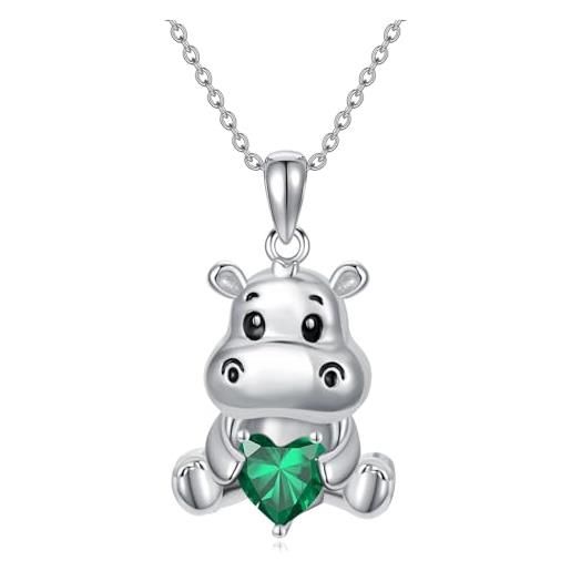Ciondolo con dente di animale in argento sterling S925, collana con