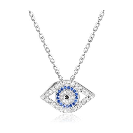 Collana con ciondolo di cristallo Ankh e Occhio di Horus in argento