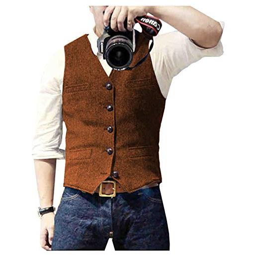 Gilet Uomo In Pura Lana Tweed A Spina Di Pesce – Modello Slim Fit, Elegante E Versatile Per Matrimoni E Occasioni Speciali - 4
