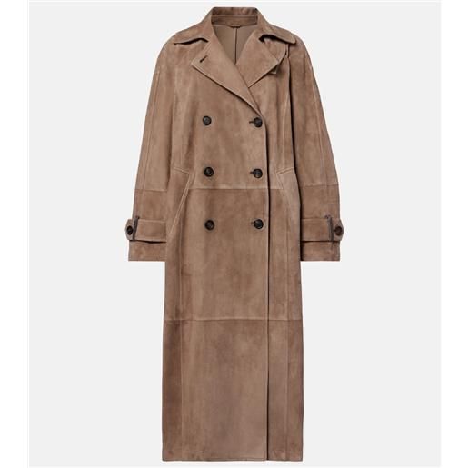 Brunello Cucinelli cappotto doppiopetto in suede
