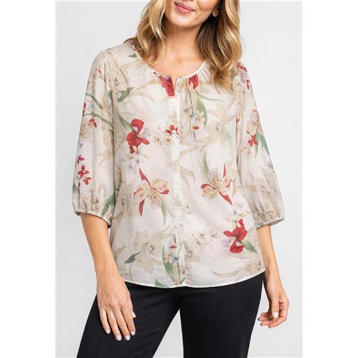 Luisa viola camicia donna curvy in mussola floreale art. 5006f0-31jw