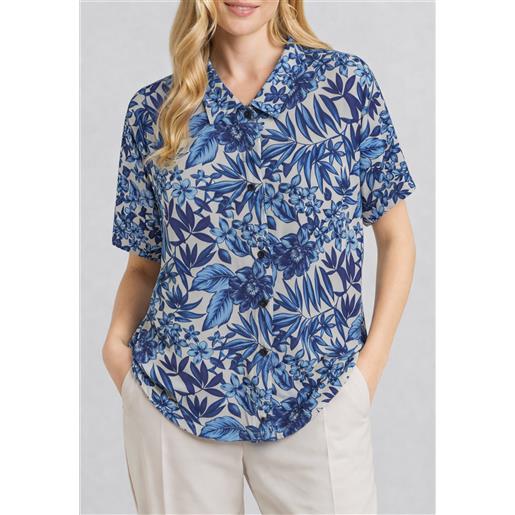 Luisa viola camicia donna curvy in mussola floreale art. 5007f0-32h1