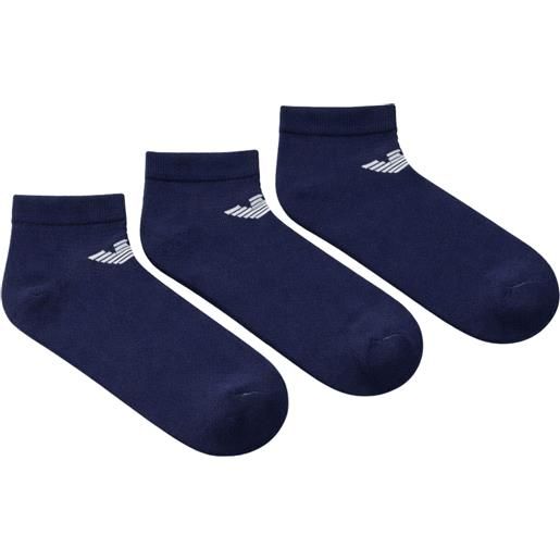 EMPORIO ARMANI calzini pack 3 paia in cotone stretch con logo jacquard  made in italy