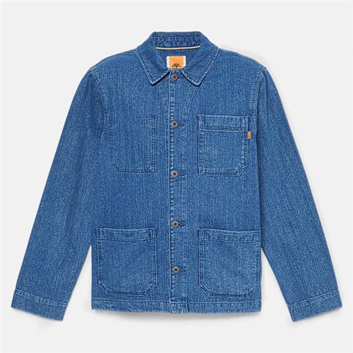 Timberland - giacca chore in denim a spina di pesce kempshire da uomo in blu scuro, uomo, blu, taglia: 3xl