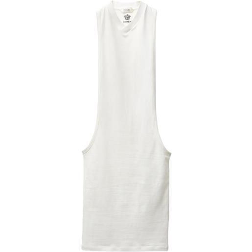 Versace abito corto in jersey di cotone con ricamo - bianco