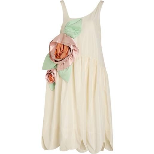 Simone Rocha abito corto con applicazione floreale - toni neutri