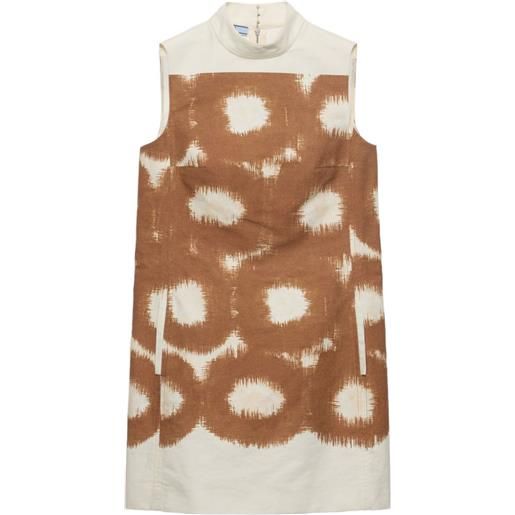 Prada abito corto in tela con stampa - marrone