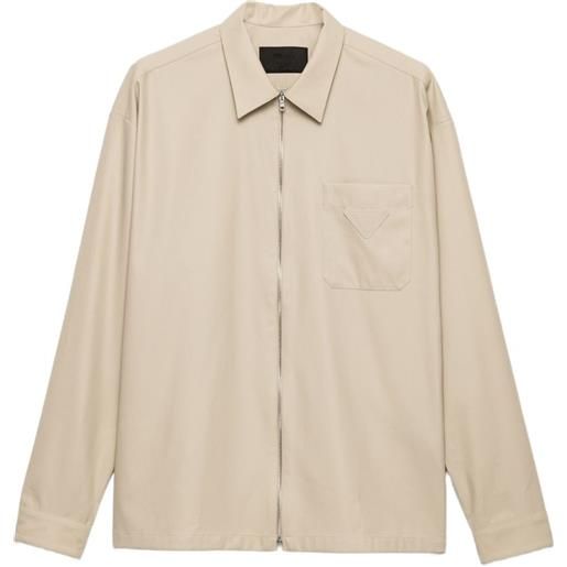 Prada giacca-camicia con zip - toni neutri